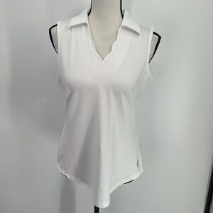 UEC Jofit white sleeveless collared polo shirt small